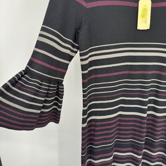 Max Studio Striped Knit sweater Dress Bell Sleeves Ruffle Size Large new $148 - Picture 8 of 14